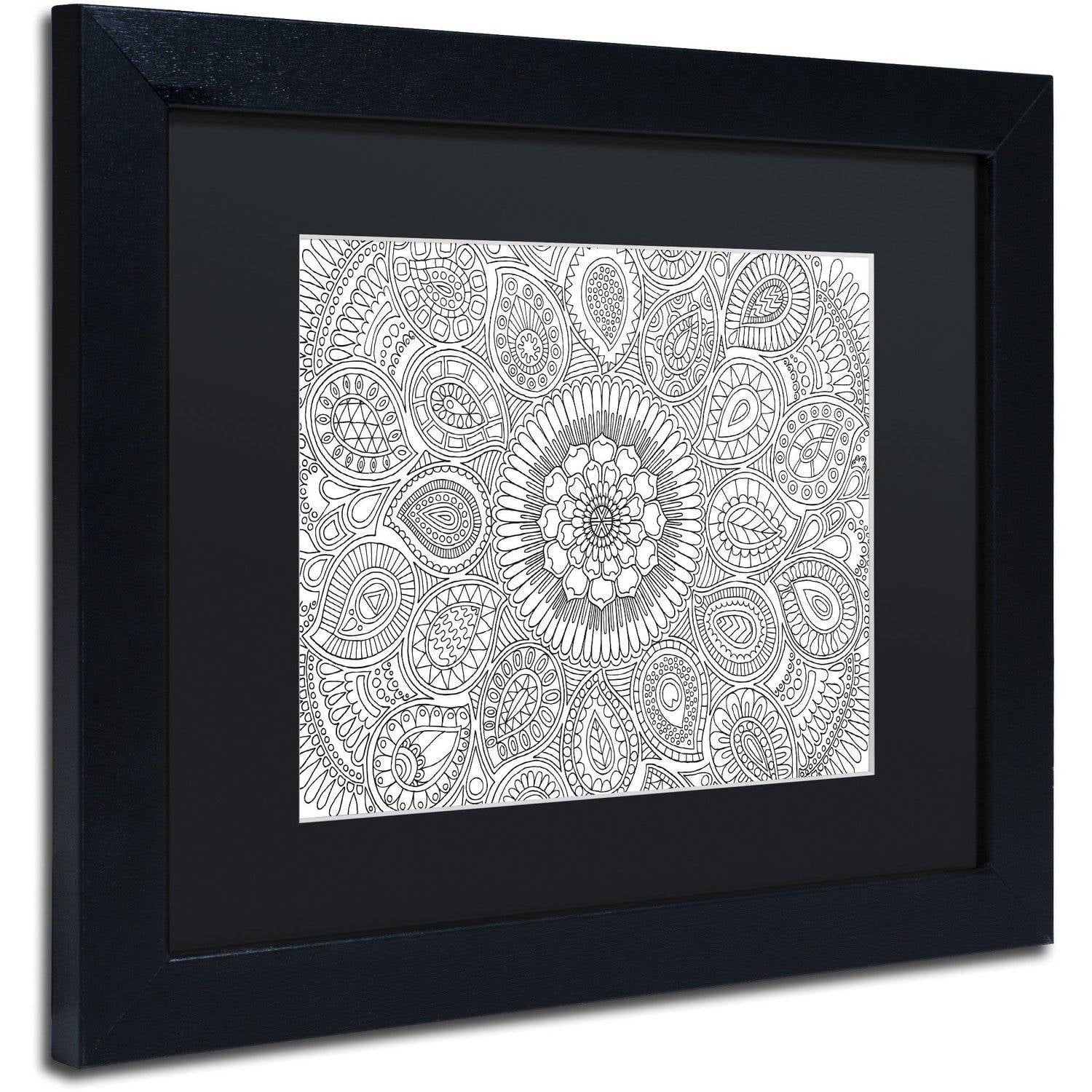 Trademark Fine Art "Paisley Mandala" Canvas Art by Hello Angel, Black Matte, Black Frame