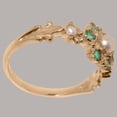 thumbnail image 3 of LBG British Made 10k Rose Gold Cultured Pearl & Emerald Womens Anniversary Ring - 33 size options - Size 6.5, 3 of 7