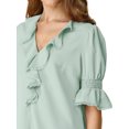 thumbnail image 7 of Allegra K Women's Ruffled V Neck Puff Elbow Sleeve Semi-Sheer Chiffon Blouse, 7 of 7
