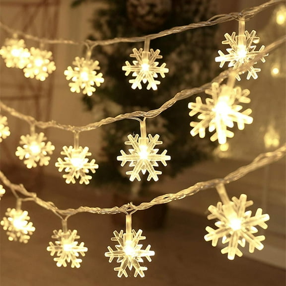 Taplcvy-20Ft Snowflake LED String Lights, Battery Operated Fairy Lights with Twinkle & Steady Modes for Indoor Outdoor Christmas Decorations