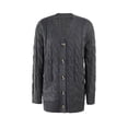 thumbnail image 2 of Women's Open Front Cardigan Sweaters  Button Down Cable Knit Chunky Outwear Coats Solid Color Warm Plain Sweater, 2 of 6