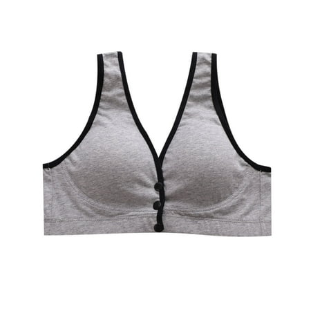 

YWDJ Maternity Bras for Pregnancy Ladies Comfortable Breathable Front Buckle Vest Style Gathers Breastfeeding Pregnant Bra Woman Underwear Gray M
