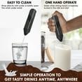 thumbnail image 6 of Milk Frother Handheld, Electric Coffe Frother, Drink Mixer with Stainless Steel Frother Stand, Mini Foam Maker, Electric Whisk for Milk Coffe Matcha Latte, Battery Operated, Black, 6 of 7