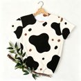 thumbnail image 5 of Women's Crew Neck Cow Print Short Sleeve T‑Shirt, Casual Loose Fit Tee Top, 5 of 5