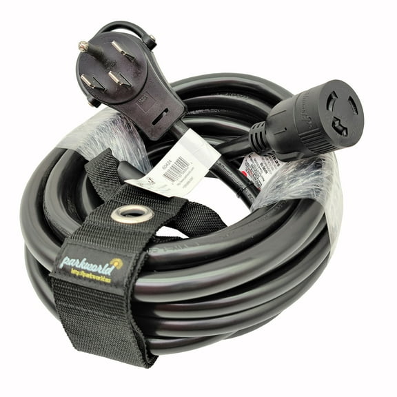 Parkworld 60424A RV Adapter Cord 50 Amp 14-50P Male right angle to 30 Amp L6-30R Locking Connector Female (25FT)