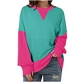 thumbnail image 4 of GigrtiJin Womens Color Block Sweatshirt with Thumb Hole Fall Long Sleeve Crew Neck Oversized Pullover Tops, 4 of 8