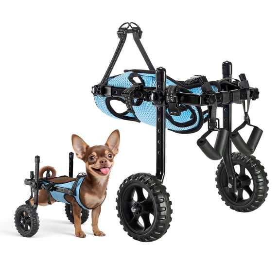 VEVOR Dog Wheelchair for Back Legs, Adjustable 2 Wheels Pet Wheelchair, Lightweight Dog Cart with Shock-Absorbing Wheels, Mobility Support Wheel Chair for Disabled Injured Dogs up to 22lbs , X-Small