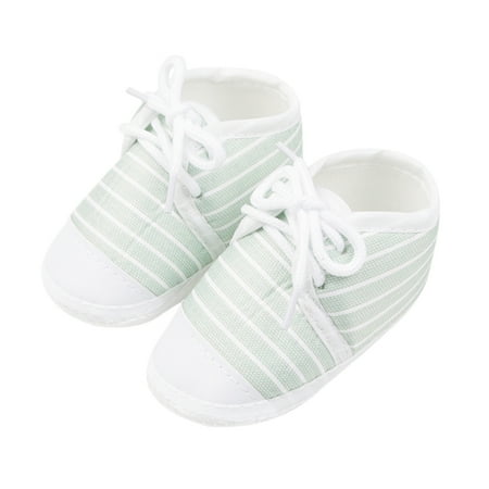 

Summer Baby Boy Girl Soft Sole Walking Shoes Stripes Lace-up Soft Bottom Anti-slip Shoes 0-12M