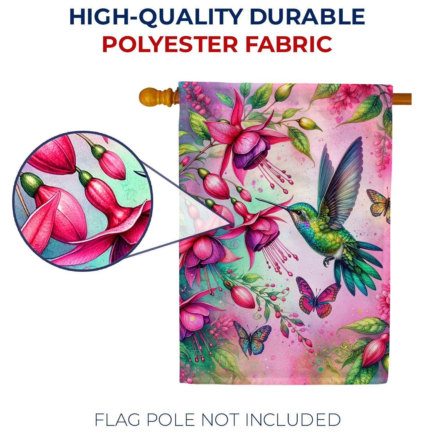 America Forever Hummingbird House Flag, 28x40 inch Double Sided, Floral Spring Summer Decor for Farmhouse and Home Outdoor Yard Lawn Decorations