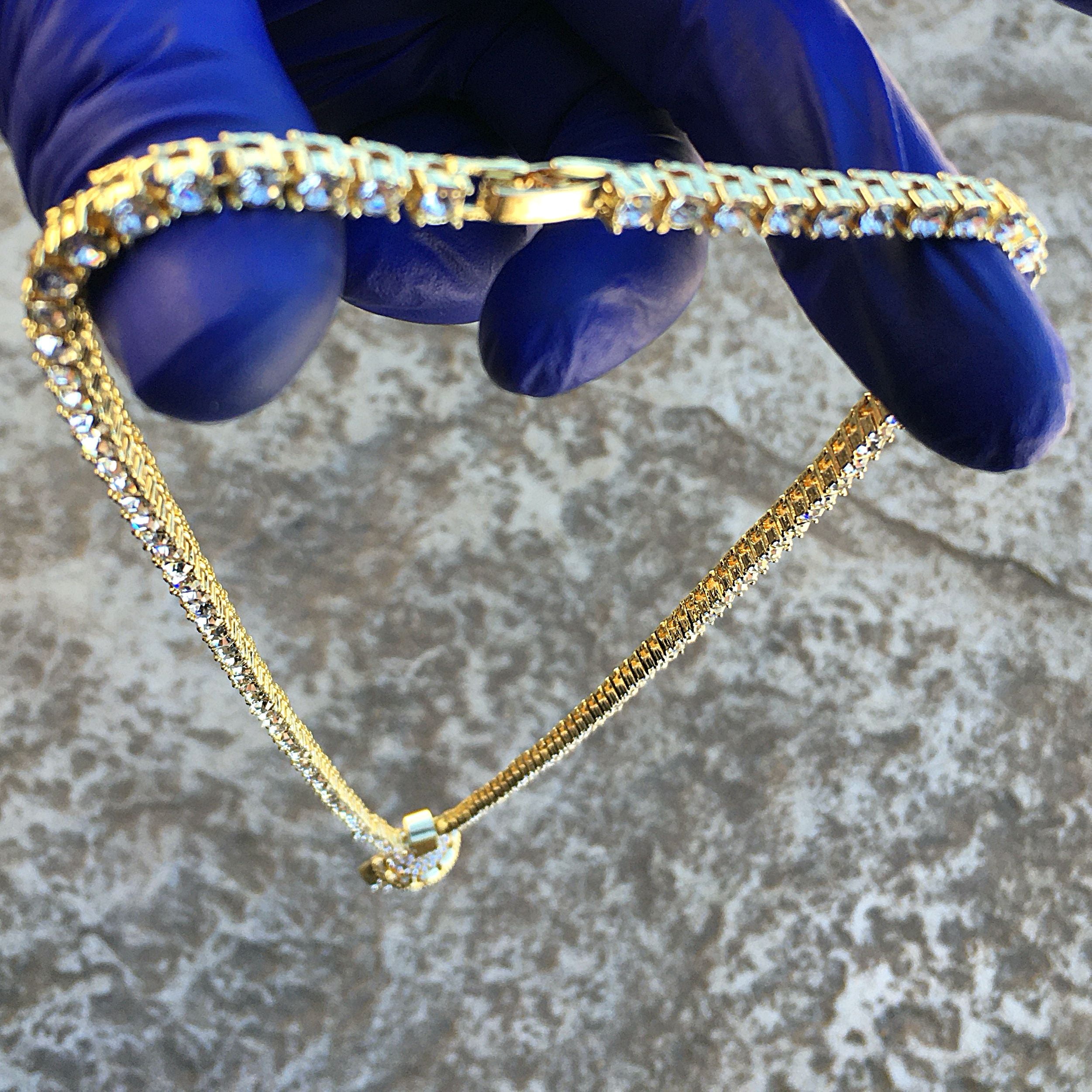 Jesus Head Pendant Tennis Chain Gold Finish One Row Iced Hip