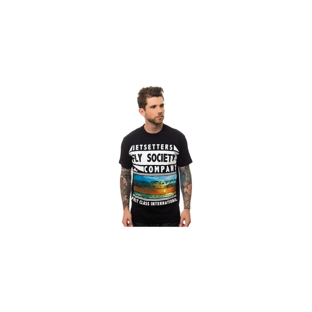 Fly Society The Breezy - Camiseta gráfica para hombre, color negro, grande Fly Society Camiseta gráfica