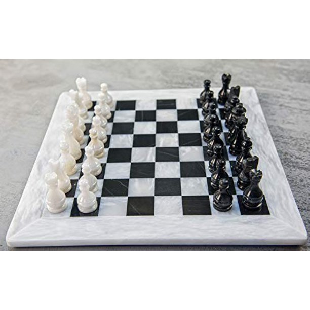 RADICALn Jeu d'Échecs Complet en Marbre Lesté Blanc et Noir Fait à la Main de 15 Pouces, Style Staunton et Ambassador, Échecs de Tournoi en Marbre RADICALn Jeu d'Échecs Complet en Marbre Lesté Blanc et Noir Fait à la Main de 15 Pouces, Style Staunton et Ambassador, Échecs de Tournoi en Marbre