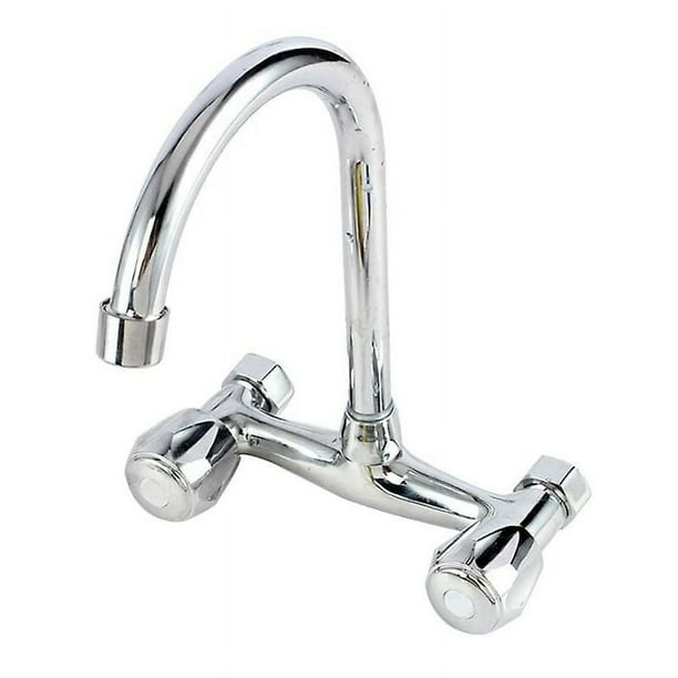 Grifo de cocina de montaje en pared de latón sin plomo resistente a la corrosión, fácil instalación, control de agua fría y caliente, caño giratorio para cuerpo de latón duradero y acabado cromado