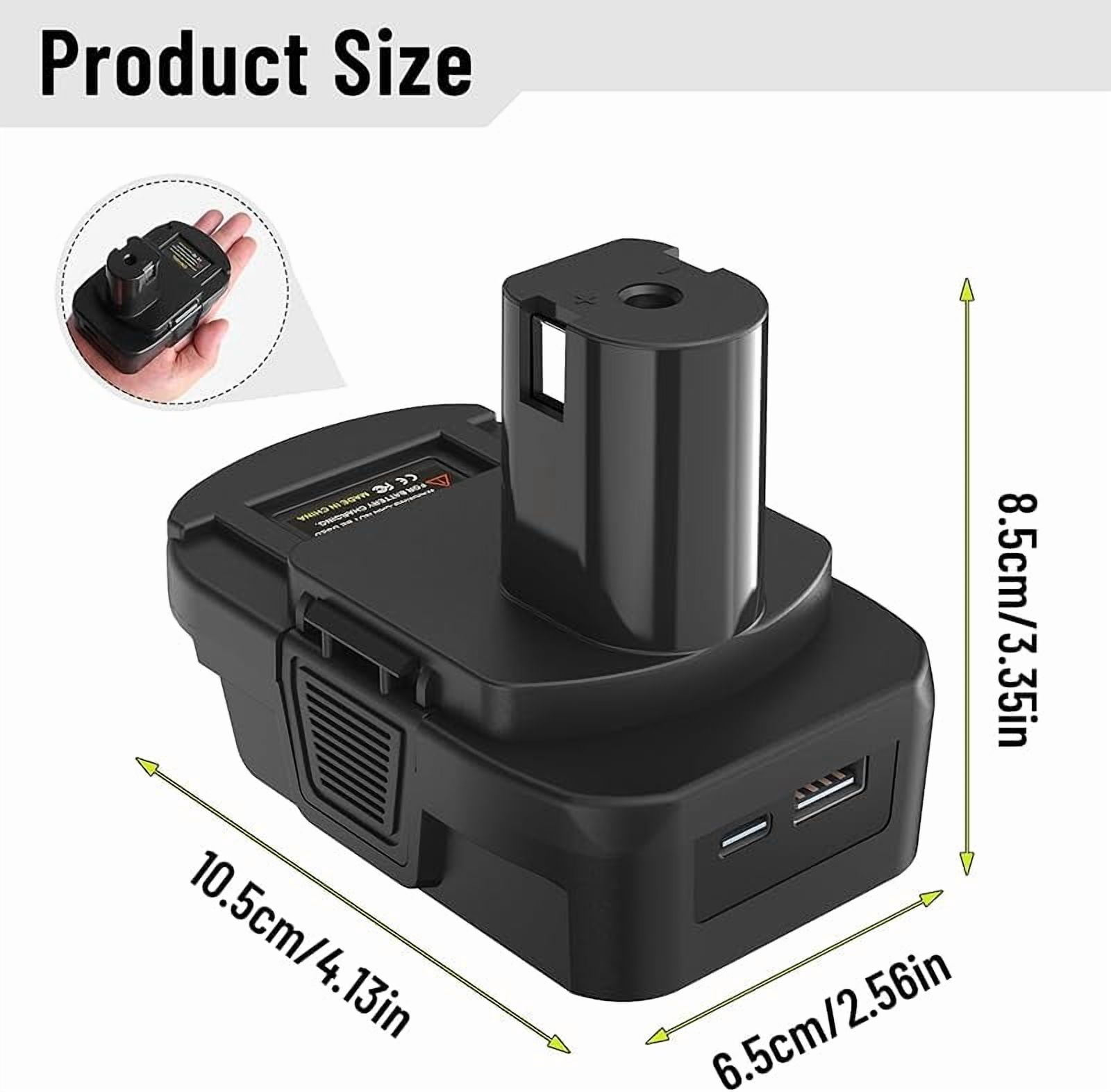 DM18RL Battery Adapter Converter with USB & Type-C Port for Use with Ryobi 18V Lithium Battery Tools, Converts De*Walt 20V Li-ion or Mil*Wau*kee 18V Li-ion Battery to Ryobi 18V Li-ion Battery