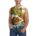 thumbnail image 2 of Lsque Lazy Home Style Guinea Pig Print Men's Cotton Blend Sleeveless Muscle Shirts (S-3XL)- Moisture Wicking, Odor Protection, UPF 30+,3X-Large, 2 of 8