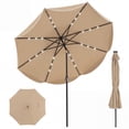 thumbnail image 1 of Gymax 10 FT Scalloped Solar Patio Umbrella Market Table Umbrella w/ 24 LED Lights Tan, 1 of 10