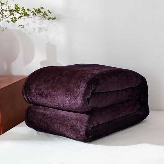 Home Must Haves Purple Full Size Solid Flannel Throw Plush Cozy Super Soft Warm Bed Blanket