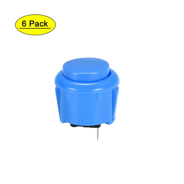 Interruptor de botón pulsador momentáneo redondo de 23 mm para juegos de arcade, azul, 6 piezas