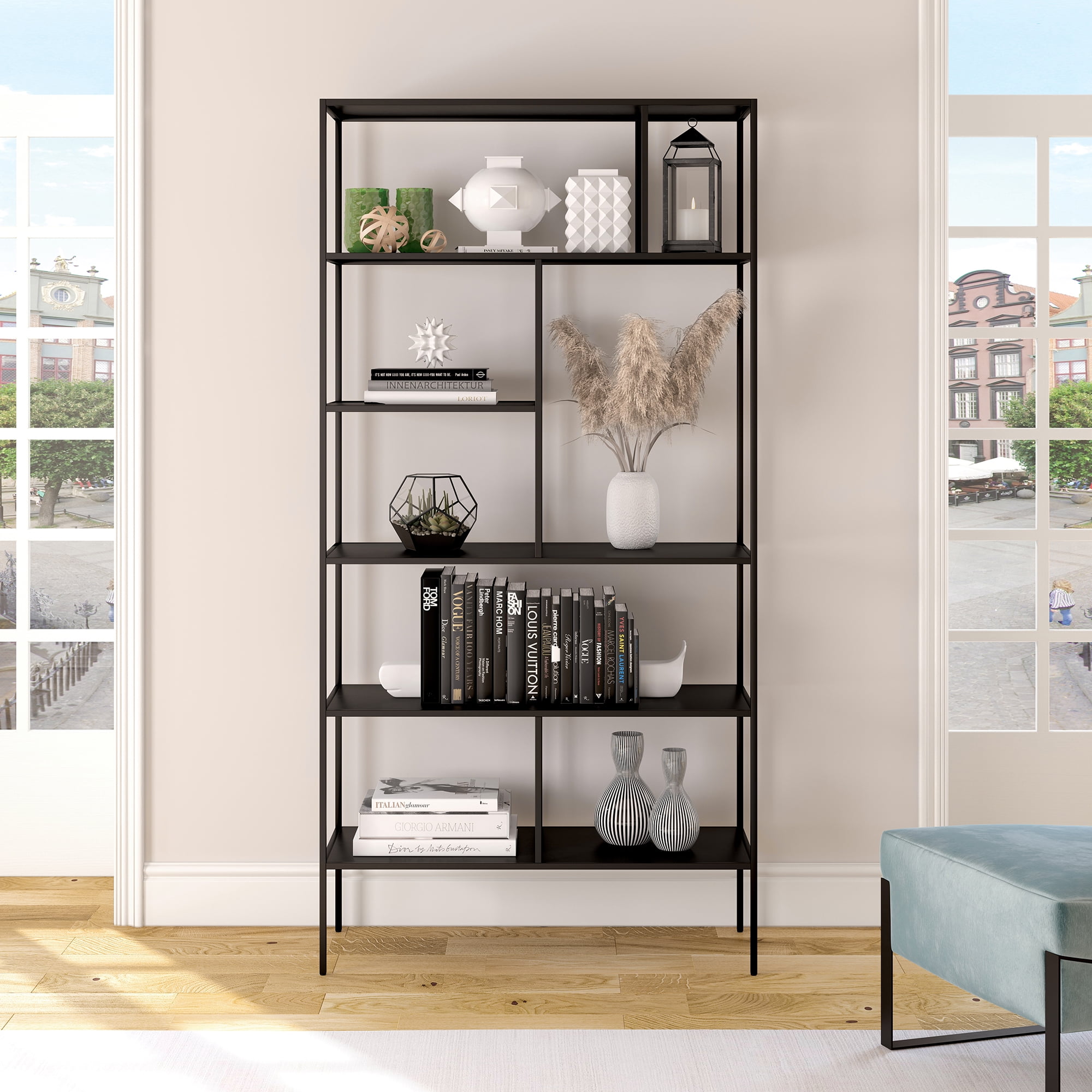 Industrial 5-Tier Metal Bookcase, Metal Open Shelf Storage, Etagere ...