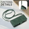 thumbnail image 4 of ELEHOLD for Samsung Galaxy Z Fold5 Wallet Crossbody Case,Large Capacity Card Slots Zipper Purse Kickstand Function Magnetic Clasp Shoulder Strap Wrist Lanyard Leather Case for Samsung Z Fold5,Green, 4 of 6