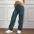 thumbnail image 4 of WILLBEST Pantalones Casuales de Mujer, de Moda, de Color Sólido, Elásticos, con Cremallera y Bolsillo, para Exteriores, Montañismo, Ropa de Trabajo, Diseño Informal. Chica, 4 of 8