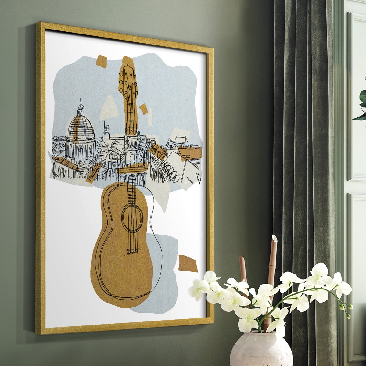 Rehearsal III Framed Print in Gold Solid Wood Framed Print No Nail Hanging