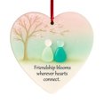 thumbnail image 6 of romoty Sea Glass Style Friendship Heart Pendant, 3.14" Artistic Pebble Art Acrylic Ornament for Best Friend Gift, Car Mirror & Soulful Home Decor, 6 of 7