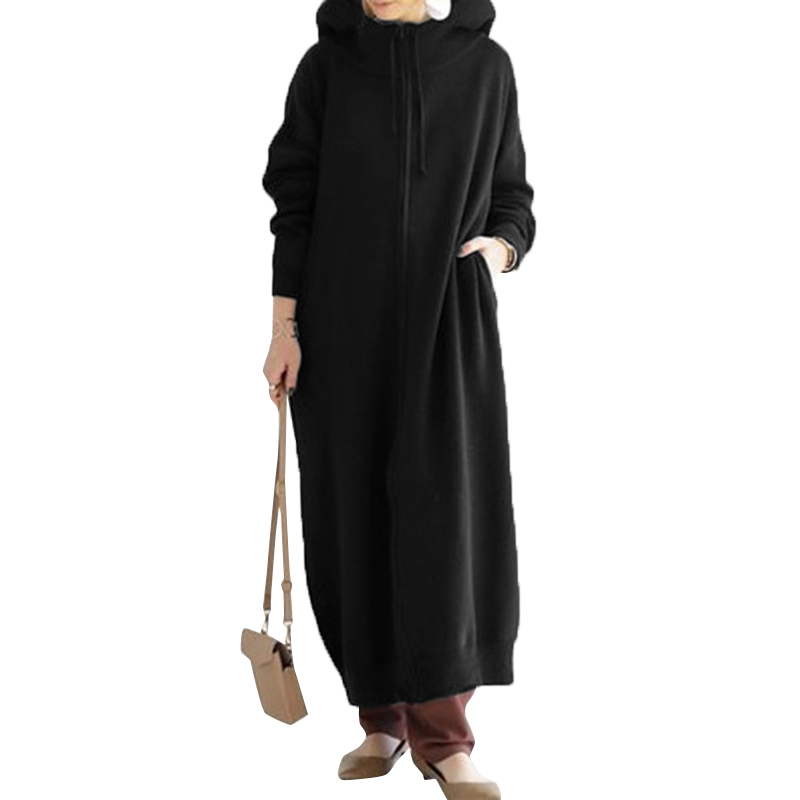 long sleeve hooded maxi dress