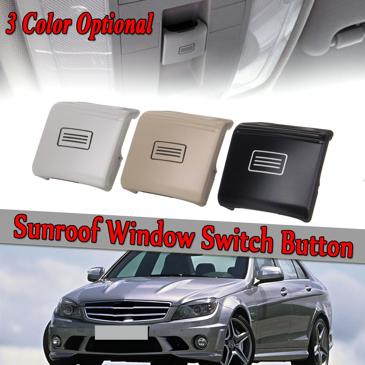 Car Sunroof Window Switch Button Cover Fit for Mercedes-Benz S-Class Car Styling Black 