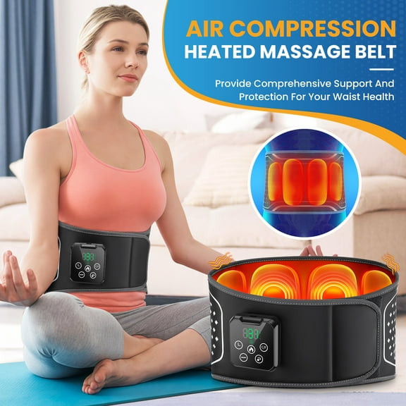 Inflatable Heating Back Brace, Cordless Lateral Compression Airbag Heating Pad, Neoprene Heated Waist Belt, Ergonomically Designed for Lumbar Care