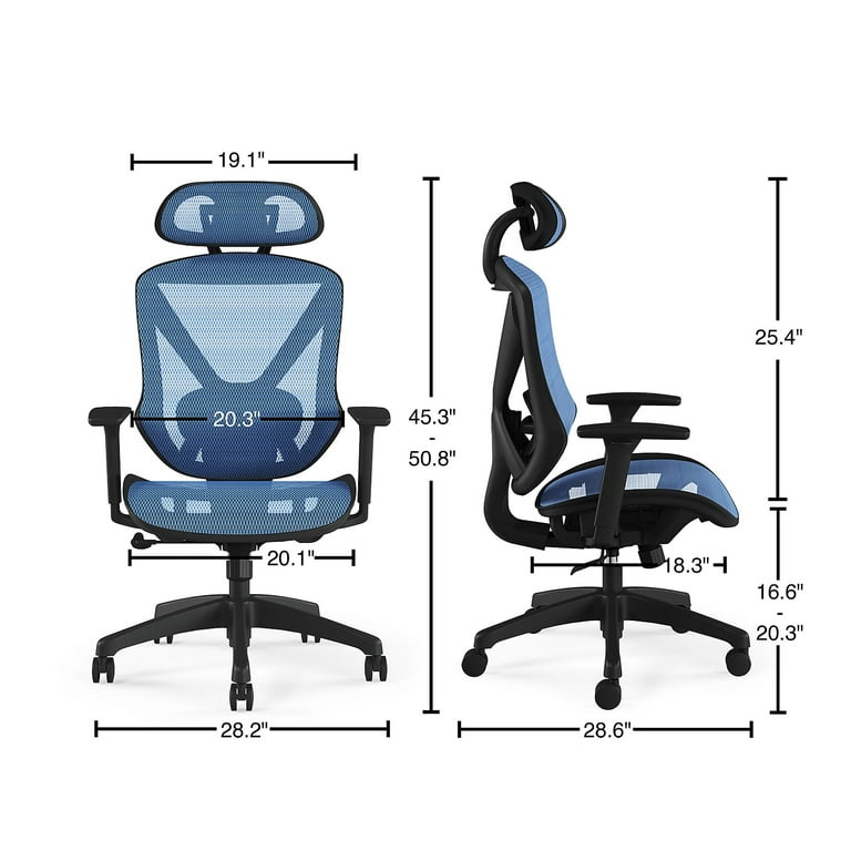 Union Scale Dexley Ergonomic Task Chair, Adjustable, Blue