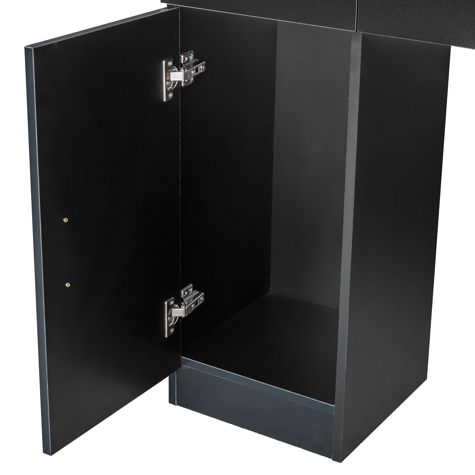 Ktaxon Wall Mount Salon Station with Storage Cabinet, 2 Drawers, 3-Tier Shelf, Black