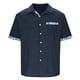 thumbnail image 5 of Ceisia Contrast Panel Linen-Like Shirt Men's Slim Fit Short Sleeve Button-Down Casual Top with Pocket Navy XXXL Gifts, 5 of 6
