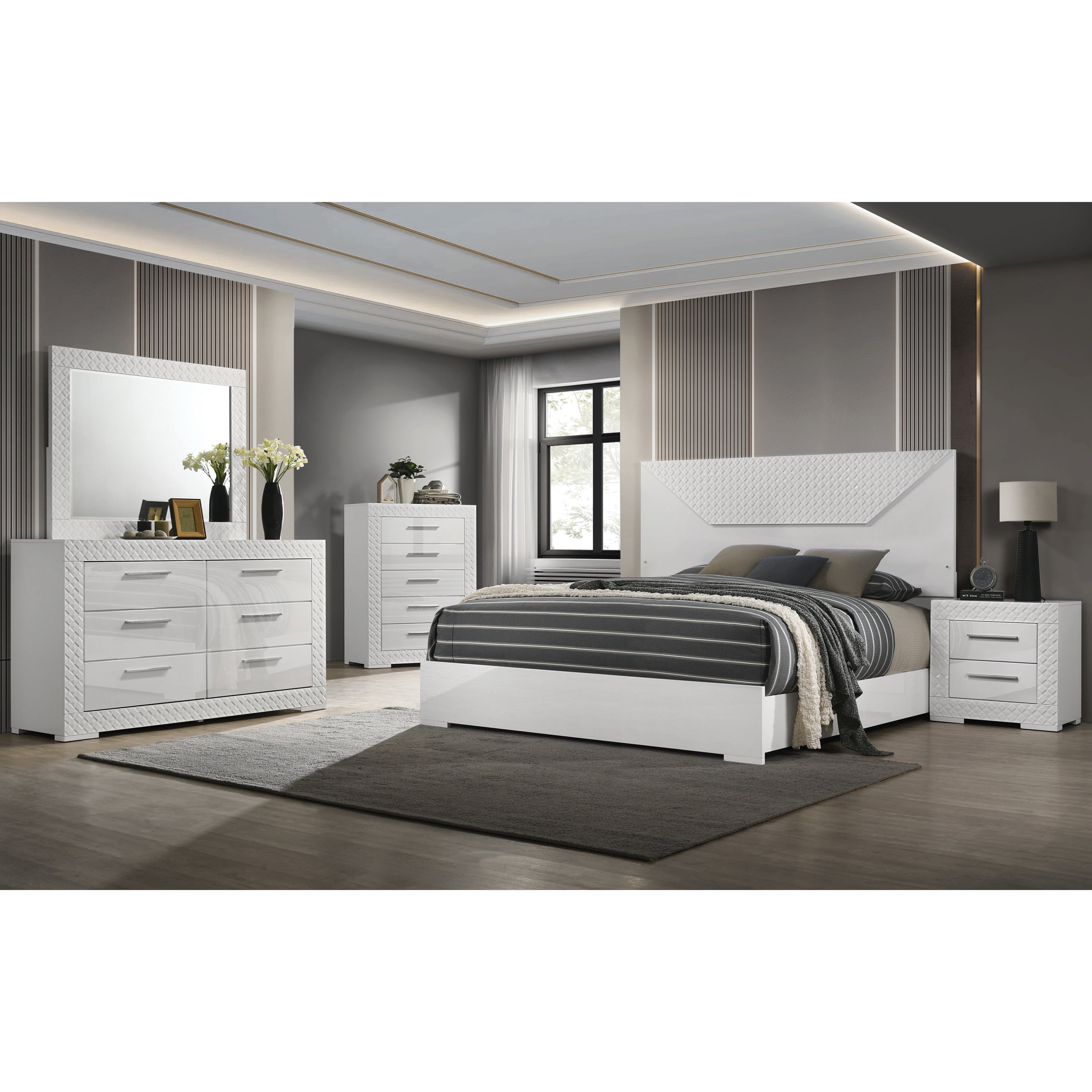 Furniture of America Tranze Adult Glam 6-Drawer Dresser, White