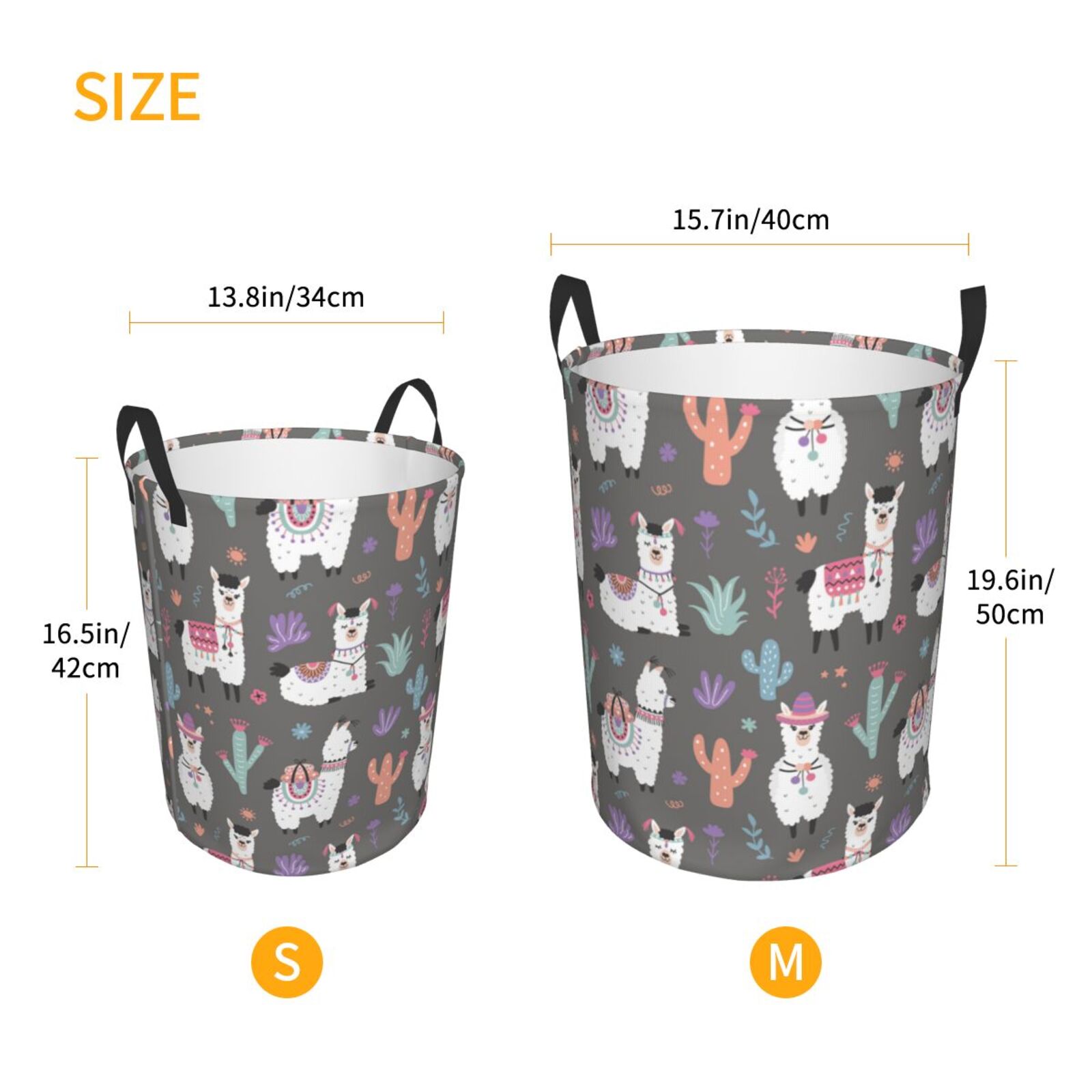 Large Laundry Basket with Handles - Cartoon Funny Cute Alpaca Kids Baby Dirty Clothes Laundry Hamper for Bedroom Aesthetic