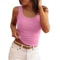 thumbnail image 2 of Lumtrix Womens Sleeveless Scoop Neck Built In Bra Tank Tops 2026 Summer Casual Basic Slim Fit Ribbed Knit Racerback Workout Cami Shirts Pink M, 2 of 5