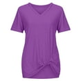 thumbnail image 4 of Women's V Neck Knot Short Sleeve T Shirt plus Size Shirts for Women with Sayings plus Outfit for Work Tops Long plus Size plus Size Fall Tops plus Size Thanksgiving Shirts for Women 3x Women's plus, 4 of 4