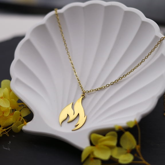 Hip Hop Flame Pendant Necklace Stainless Steel Minimalist Part Jewelry For Men Women Fashion Halloween Gift Couple Choker