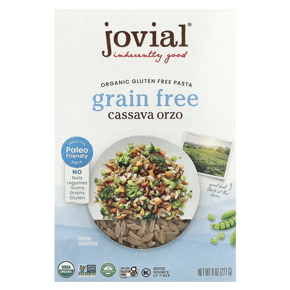 Jovial Organic Gluten Free Pasta, Cassava Orzo, 8 oz (227 g)