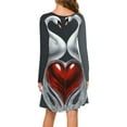 thumbnail image 4 of Long Dresses for Women Casual Casual Round Neck Dress with Valentine Heart Theme Print Fashionable Comfort Outfits Women's Casual Dresses Blue L, 4 of 4