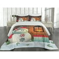 thumbnail image 2 of Ambesonne Christmas Quilted Coverlet 3 Pcs, Garden with Gift Box, King Size, White Brown, 2 of 4