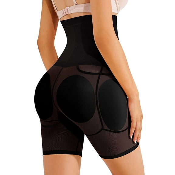 MISS MOLY Womens Shapewear Padded Butt Lifter High Waist Trainer Tummy Control Panties Hip Enhancer with Removable 4 Pads