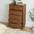 thumbnail image 4 of YOCWO 5 Drawer Fluted Dresser for Bedroom, Mid Century Chest of Drawers with Arc Edge, Wood Storage Large Tall Dresser Organizer for Bedroom Living Room Hallway Closet, Walnut, 4 of 8