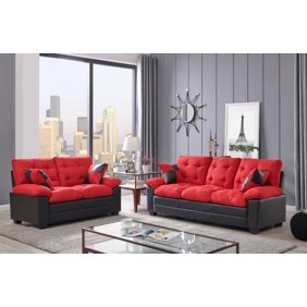 Living Room Simple Classic Plush Cushion Sofa And Loveseat