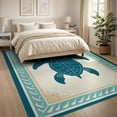 thumbnail image 3 of ODIKA 8'x10' Washable Area Rug Ocean Turtle Main Nautical Compass Center Map Wave Border Coral for Living Room, Under Sectional, Family , Durable, Non-Slip, 3 of 7