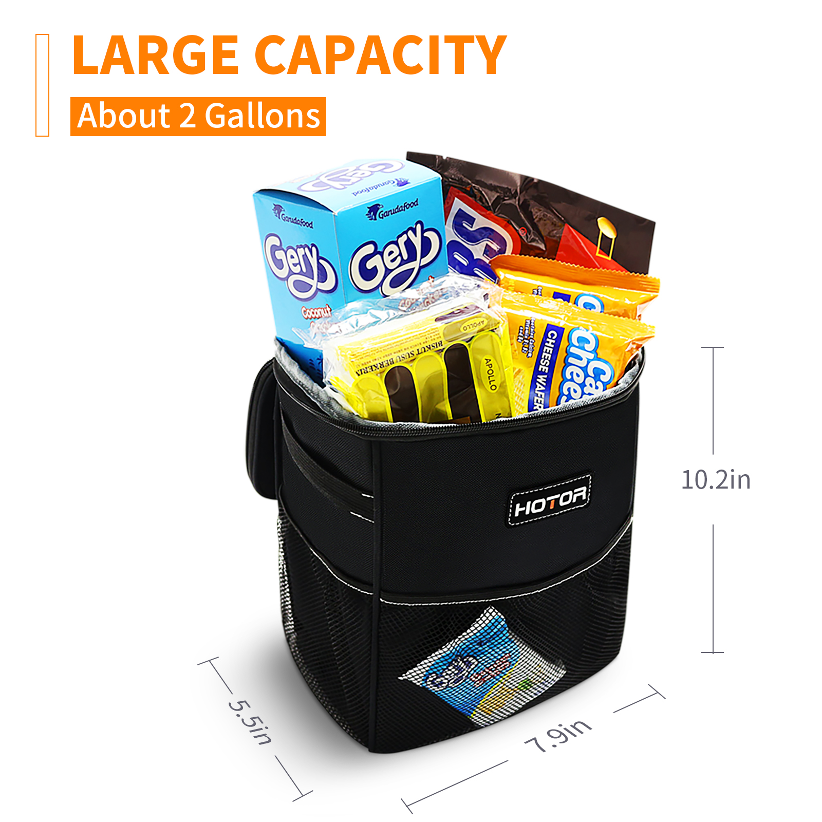 HOTOR Car Trash Can with Lid, 2 Gallon Capacity photo 3