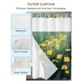 thumbnail image 2 of No Hook Cloth Fabric Shower Curtain with Snap in Liner, Spring Floral Waterproof Shower Curtains Set with See Through Top Window, Yellow Green Botanical Modern Oil Painting Bath Curtains 66"x72", 2 of 6