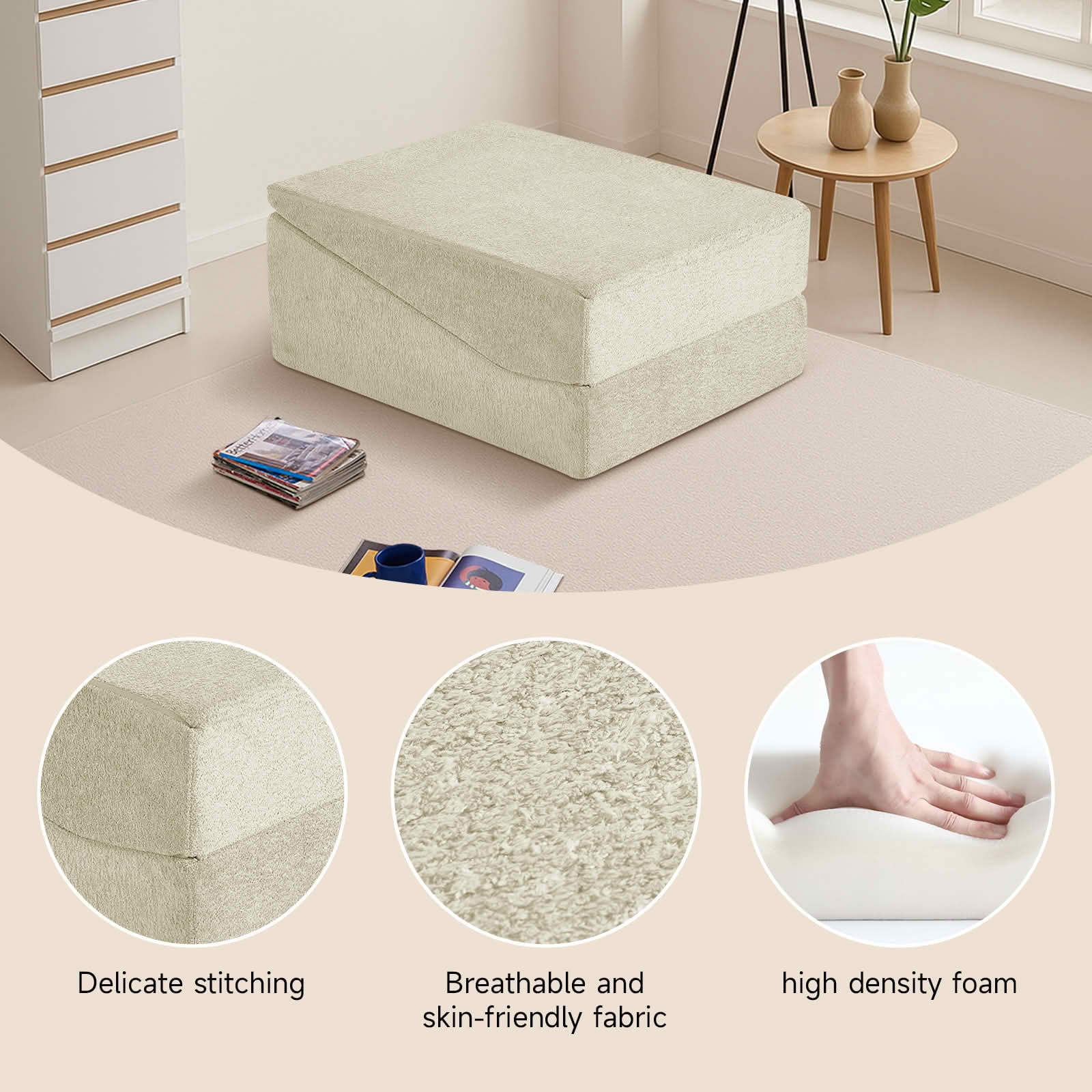 MAYEERTY High-Density Sponge Foldable Tatami Sofa Bed Multi-Use Lounge Chair No Assembly