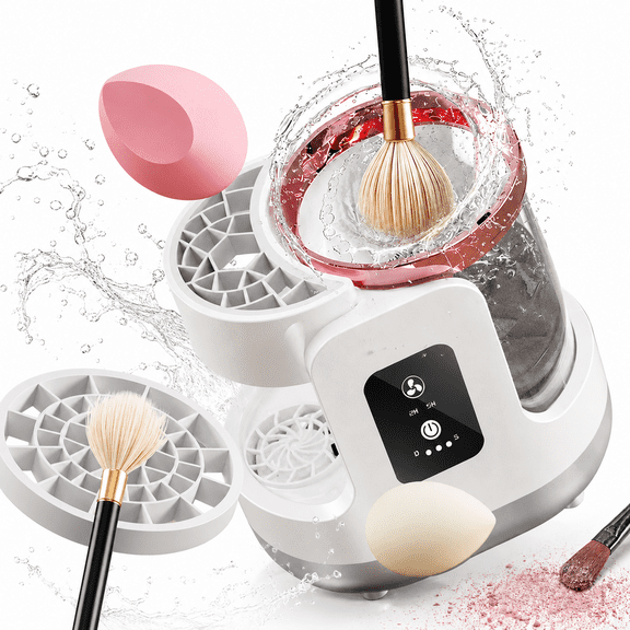 Wiher Electric Makeup Brush Cleaner, Machine With Makeup Brush Dryer-Holder-Portable Automatic USB Cosmetic Brushes Cleaner Tool for All Size Beauty Makeup Brush Set, Contour, Eyeshadow, Blush Brush