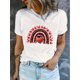 thumbnail image 1 of Camiseta deportiva informal y moderna para mujer, con estampado de arcoíris y corazón creativo, cuello redondo y manga corta, cómoda para vacaciones de verano. Camiseta deportiva de ocio., 1 of 8